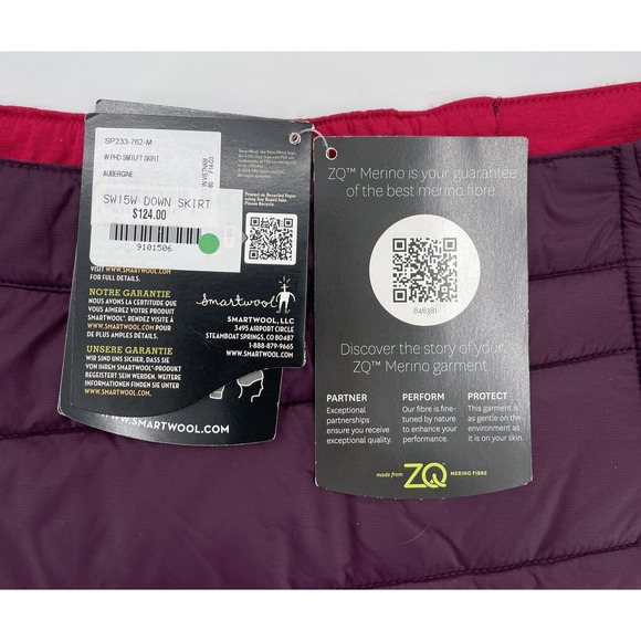 Smartwool PhD Smartloft Puffer Skirt Womens‎ Medium Aubergine Purple Pocket - Picture 3 of 8